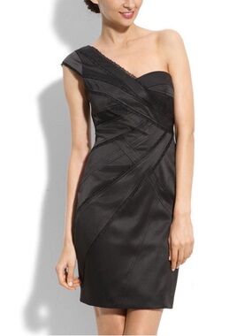 JS Collections One-Shoulder Black Cocktail Dress